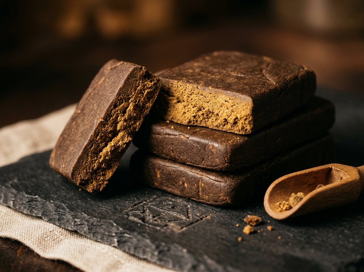 Traditional pressed Moroccan hash slabs